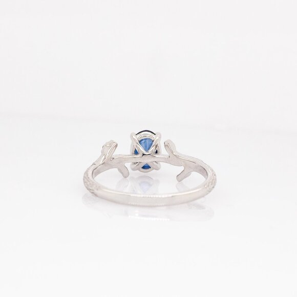 Ceylon Sapphire Ring in Solid 14K White Gold with Natural Diamond Accents - Picture 7 of 8